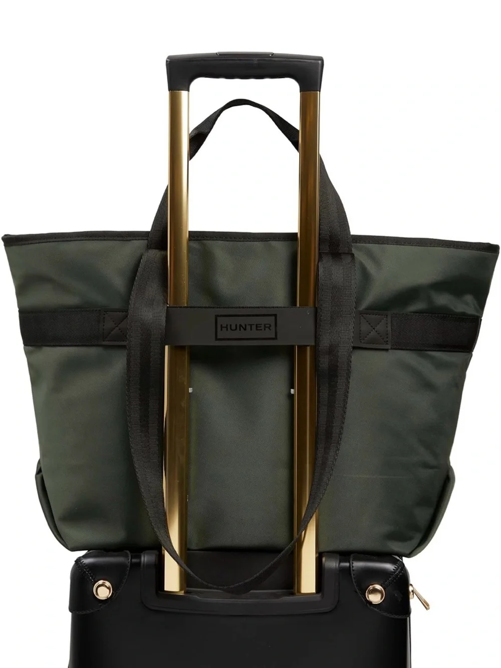 Hunter Olive Green Tote Bag with Black Straps